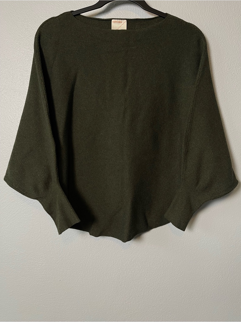 Kerisma- Ryu Dolman Sleeve Boatneck Lightweight Sweater in Dark Olive Green